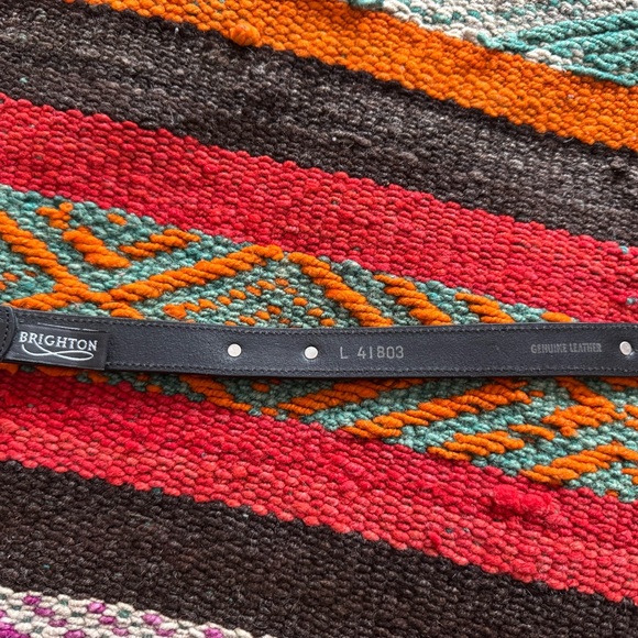 Brighton Black Leather Belt with Silver Accents